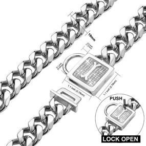 img 1 attached to GZMZC Dog Chain Collar with Cubic Zirconia Locking: Durable Stainless Steel 19MM Cuban Link Chain for Effective Training & Walking of Small, Medium, and Big Dogs