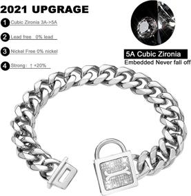 img 2 attached to GZMZC Dog Chain Collar with Cubic Zirconia Locking: Durable Stainless Steel 19MM Cuban Link Chain for Effective Training & Walking of Small, Medium, and Big Dogs