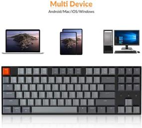 img 1 attached to 🔌 Wireless Mechanical Gaming Keyboard for Mac and Windows - Keychron K8 Tenkeyless, Hot-swappable White Backlight, Bluetooth, Multitasking, Type-C Wired with Gateron Blue Switch