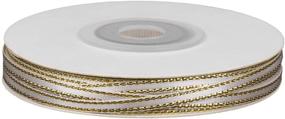 img 1 attached to 🎀 LaRibbons 1/8 Inch White Ribbon with Gold Edge - Perfect for Decoration, Crafts & Gift Wrapping - 30 Yard/Spool!