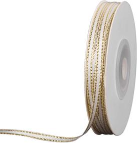 img 2 attached to 🎀 LaRibbons 1/8 Inch White Ribbon with Gold Edge - Perfect for Decoration, Crafts & Gift Wrapping - 30 Yard/Spool!