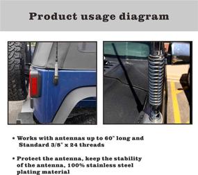 img 1 attached to 📻Высококачественный крепежной держатель антенны СВ из нержавеющей стали SS-3H с усиленным проволочным упругим зажимом - идеально подходит для радиоантенн СВ длиной до 60 дюймов, оснащен резьбой стандарта 3/8" x 24.