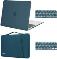 📦 mosiso macbook air 13 inch case 2020 2019 2018 release a2337 m1 a2179 a1932 with touch id, plastic hard shell, 360 protective sleeve bag, keyboard cover - deep teal logo