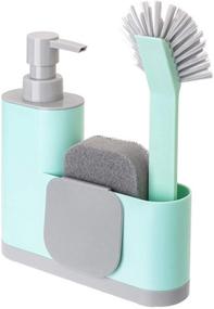 img 3 attached to 🧼 Vigar Rengo Monobloc 4-piece Sink Caddy Set: Scrub Brush, Two-sided Sponge, Soap Dispenser, Scraper – Turquoise Delight!