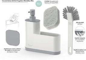 img 1 attached to 🧼 Vigar Rengo Monobloc 4-piece Sink Caddy Set: Scrub Brush, Two-sided Sponge, Soap Dispenser, Scraper – Turquoise Delight!