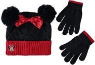 🎀 disney minnie knitted beanie and mittens set for girls - stylish accessories logo
