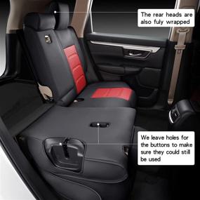 img 1 attached to Isen-CoverAuto 2017-2021 CRV Full Coverage Faux Leather Seat Covers - Custom Fit, Black & Red