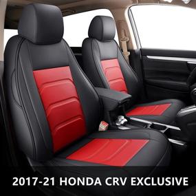 img 4 attached to Isen-CoverAuto 2017-2021 CRV Full Coverage Faux Leather Seat Covers - Custom Fit, Black & Red