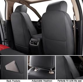 img 3 attached to Isen-CoverAuto 2017-2021 CRV Full Coverage Faux Leather Seat Covers - Custom Fit, Black & Red