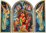 🎄 christmas nativity scene triptych with religious symbols - 7 1/2 inch - gift option логотип