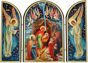 img 4 attached to 🎄 Christmas Nativity Scene Triptych with Religious Symbols - 7 1/2 Inch - Gift Option