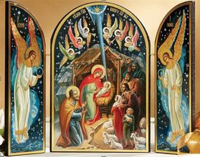 img 2 attached to 🎄 Christmas Nativity Scene Triptych with Religious Symbols - 7 1/2 Inch - Gift Option