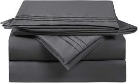 img 4 attached to 🛏️ Premium Dark Grey 600 Thread Count Queen Size Cotton Sheets - Pure Organic Long-Staple Bed Sheets, Breathable and Soft, 4 Piece Set