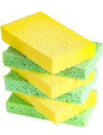 🧽 arcliber cellulose sponge - heavy duty scrub sponge for kitchen - green yellow sponge (6 pack) - clean tough messes effortlessly without scratching logo