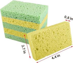 img 2 attached to 🧽 ARCLIBER Cellulose Sponge - Heavy Duty Scrub Sponge for Kitchen - Green Yellow Sponge (6 Pack) - Clean Tough Messes Effortlessly Without Scratching