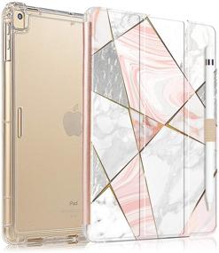 img 4 attached to 📱 Translucent Frosted Back Protective Smart Cover for 10.2" iPad 8 / iPad 7 - White Flower & Rose Red Marble - Compatible with iPad 8th Generation, iPad 7th Generation, iPad 10.2 2020/2019