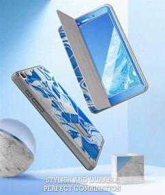 img 1 attached to 📱 Popshine Marble Series Full Body Protective Folio Cover for Samsung Galaxy Tab A 8.0 2019 Case SM-T290/SM-T295, Built-in Screen Protector, Liquid Marble Blue