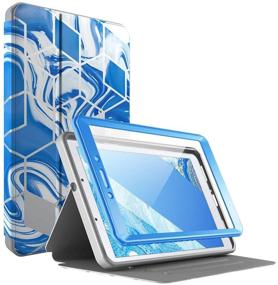 img 4 attached to 📱 Popshine Marble Series Full Body Protective Folio Cover for Samsung Galaxy Tab A 8.0 2019 Case SM-T290/SM-T295, Built-in Screen Protector, Liquid Marble Blue