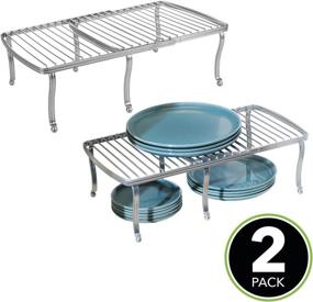 img 3 attached to 📦 mDesign Adjustable Wire Metal Kitchen Organizer Shelf - Maximize Storage Space for Dishes, Cookware, Spices - 4-Piece Silver Set