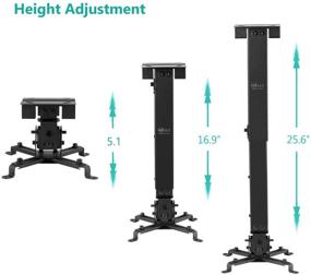 img 1 attached to 🖧 Универсальное крепление для проектора на потолке с удлинителем 25,6 дюймов и весом до 44 фунтов - черное (PM-001-BLK)