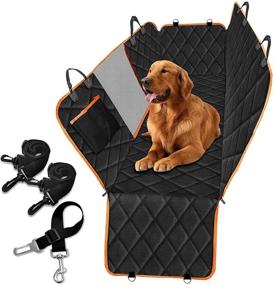 img 4 attached to 🐶 Waterproof Nonslip Dog Back Seat Cover Protector with Big Mesh Window, Seat Belts, Pocket - Durable Scratchproof Hammock for Dogs, SUVs, and Cars