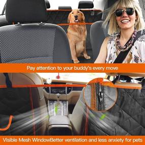 img 3 attached to 🐶 Waterproof Nonslip Dog Back Seat Cover Protector with Big Mesh Window, Seat Belts, Pocket - Durable Scratchproof Hammock for Dogs, SUVs, and Cars