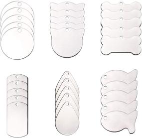 img 4 attached to 🔖 Penta Angel Stamping Blanks: 30pcs Flat Round Rectangle Teardrop Cat Fish Bone Tags for DIY Jewelry Making and Crafts