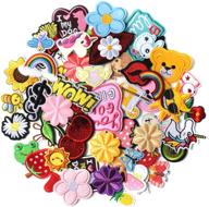 axen 60pcs embroidered iron on patches - random assorted decorative appliques for diy accessories, jackets, hats, backpacks, jeans - 60 piece package logo