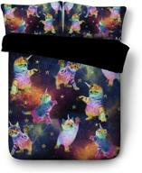 3pcs galaxy unicorn cats touching the stars 3d kids bedding set - twin full queen king size (jf598, twin) - drop shipping included logo