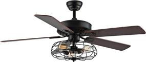 img 4 attached to 🔥 WINGBO 52" Industrial Ceiling Fan with Lights and Remote Control - Old Bronze, 5 Reversible Blades, Farmhouse Caged Design for Kitchen Living Room Bedroom - ETL Listed