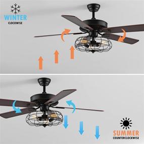 img 1 attached to 🔥 WINGBO 52" Industrial Ceiling Fan with Lights and Remote Control - Old Bronze, 5 Reversible Blades, Farmhouse Caged Design for Kitchen Living Room Bedroom - ETL Listed