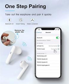 img 3 attached to Беспроводные Bluetooth-наушники TECNO: шумоподавление Водонепроницаемые 🎧 Наушники с микрофоном, ультра-минимальный дизайн - Белые Buds2