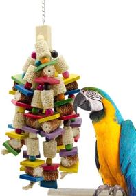 img 4 attached to 🐦 Deloky Large Bird Block Knots Tearing Toy - Versatile 19-inch Natural Wood Corn Cob Parrot Chewing Toy, Ideal for Macaws, Cockatoos, African Grey, and More (Large Size)