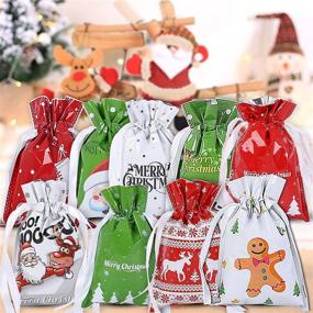 img 4 attached to 🎁 Рождественские пуллерные подарочные сумки - 24 шт. 9 дизайновых упаковочных сумок для подарков и конфет, многоразовые и праздничные украшения