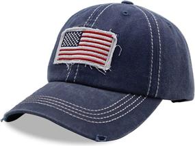 img 3 attached to Stylish MANMESH HATT American Flag Hat: Adjustable Denim Distressed Dad Cap for Outdoor Activities