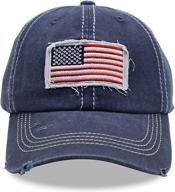 stylish manmesh hatt american flag hat: adjustable denim distressed dad cap for outdoor activities logo