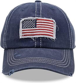 img 4 attached to Stylish MANMESH HATT American Flag Hat: Adjustable Denim Distressed Dad Cap for Outdoor Activities