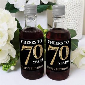 img 1 attached to 🎉 Adult 70th Birthday Gold Mini Wine and Champagne Bottle Label Stickers - Party Favor Gift for Women and Men - Set of 16