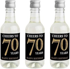 img 4 attached to 🎉 Adult 70th Birthday Gold Mini Wine and Champagne Bottle Label Stickers - Party Favor Gift for Women and Men - Set of 16