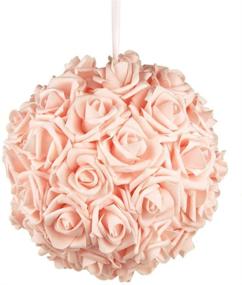 img 1 attached to 💐 Add Charm to Your Wedding with the 10-Inch Party Spin Soft Touch Foam Rose Flower Kissing Ball Centerpiece in Light Pink