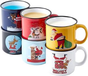 img 1 attached to 🎄 Christmas-themed 14oz Ceramic Coffee Mugs Set - Set of 6 Large-sized Festive Holiday Novelty Merry Christmas Mugs - Perfect Christmas Decoration & Gift
