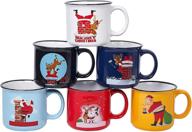 🎄 christmas-themed 14oz ceramic coffee mugs set - set of 6 large-sized festive holiday novelty merry christmas mugs - perfect christmas decoration & gift logo