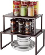 🏺 bronze expandable stackable kitchen storage cabinet shelf organizer, counter table rack for kitchen organization логотип