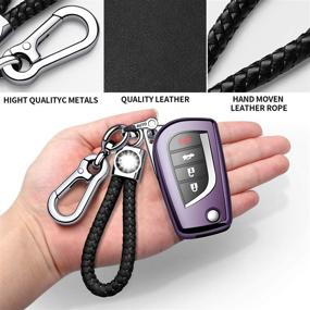 img 1 attached to Autophone For Toyota Key Fob Cover With Keychain Soft TPU 360 Degree Protection Key Case Compatible With Fortuner Tundra Camry RAV4 Highlander Corolla Smart Key(Dark Purple)