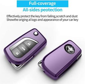 img 2 attached to Autophone For Toyota Key Fob Cover With Keychain Soft TPU 360 Degree Protection Key Case Compatible With Fortuner Tundra Camry RAV4 Highlander Corolla Smart Key(Dark Purple)