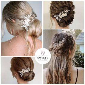 img 1 attached to 💍 Elegant Gold Wedding Hair Comb Clip with Bridal Crystal Accents - SWEETV Hair Accessories for Brides and Bridesmaids