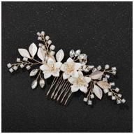 💍 elegant gold wedding hair comb clip with bridal crystal accents - sweetv hair accessories for brides and bridesmaids logo