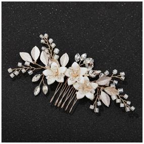 img 4 attached to 💍 Elegant Gold Wedding Hair Comb Clip with Bridal Crystal Accents - SWEETV Hair Accessories for Brides and Bridesmaids