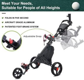 img 2 attached to 🏌️ Kingdely Golf Push Cart: Lightweight Collapsible 3 Wheels Golf Pull Cart with Scoreboard, Phone & Umbrella Holder - Height Adjustable and Easy to Open