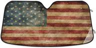 4th of july american flag sun shade for cars - foldable sun shield visor protector, ideal for memorial day and labor day, fits most windshields logo